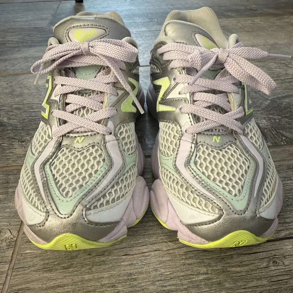 New Balance 9060 White and Taro Women's Sneakers - Picture 3 of 5